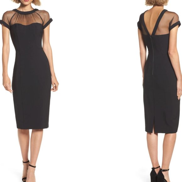 Maggy London Dresses & Skirts - Maggie London Mesh Yoke Dress - Black - size 12